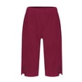 thumbnail image 4 of Shorts For Women Women's Fashionable Casual Slit With Pocket Cotton And Linen Large Size Loose Shorts, 4 of 5