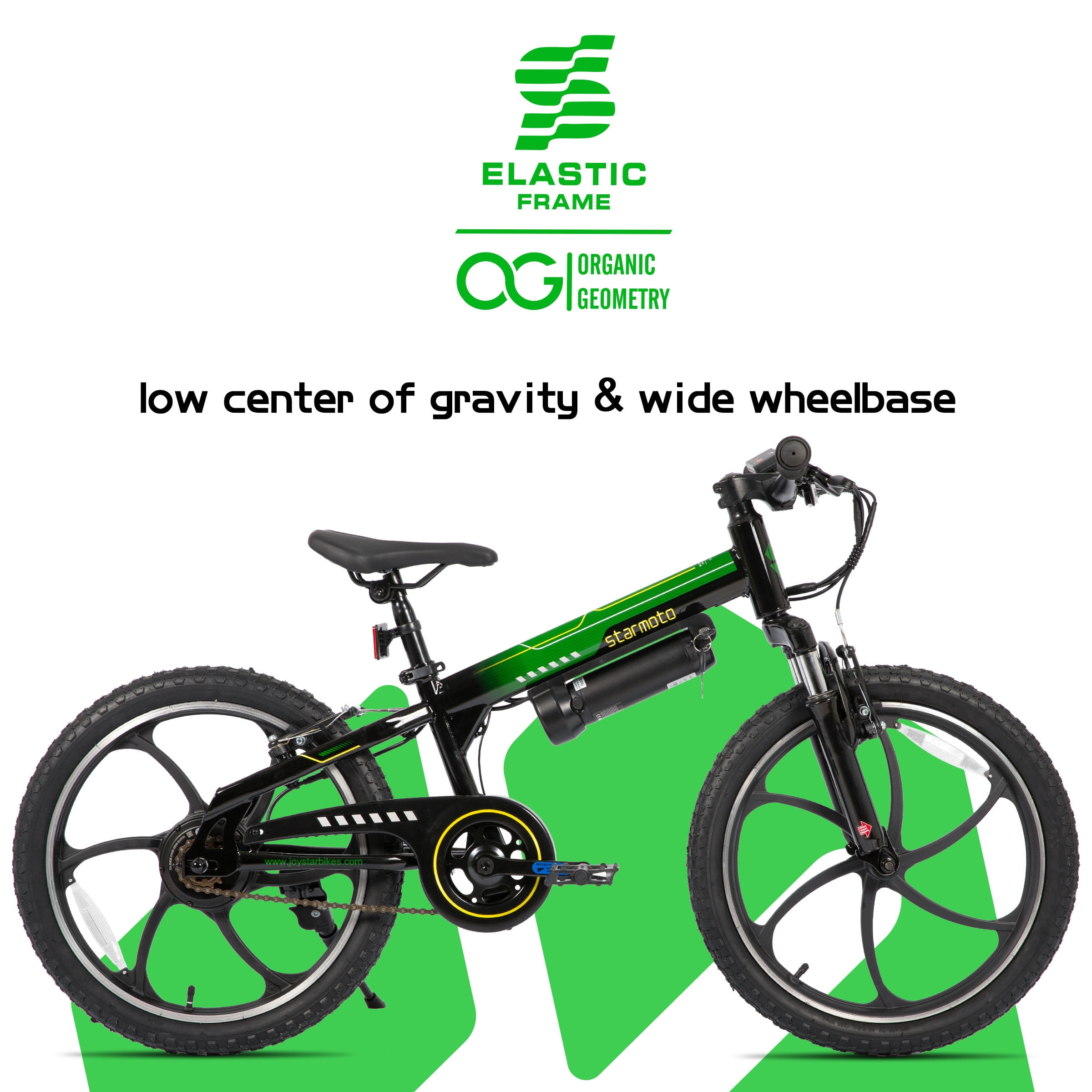 JOYSTAR Radspur Electric Bike 20" with 250W Brushless Motor, 15 Miles 15MPH Electric Mountain Bicycle with Removable Battery, Green