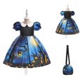 thumbnail image 1 of LOVZFMLL Robe d'Été à Manches Courtes Col Rond Couleur Unie pour Filles, 1 of 9