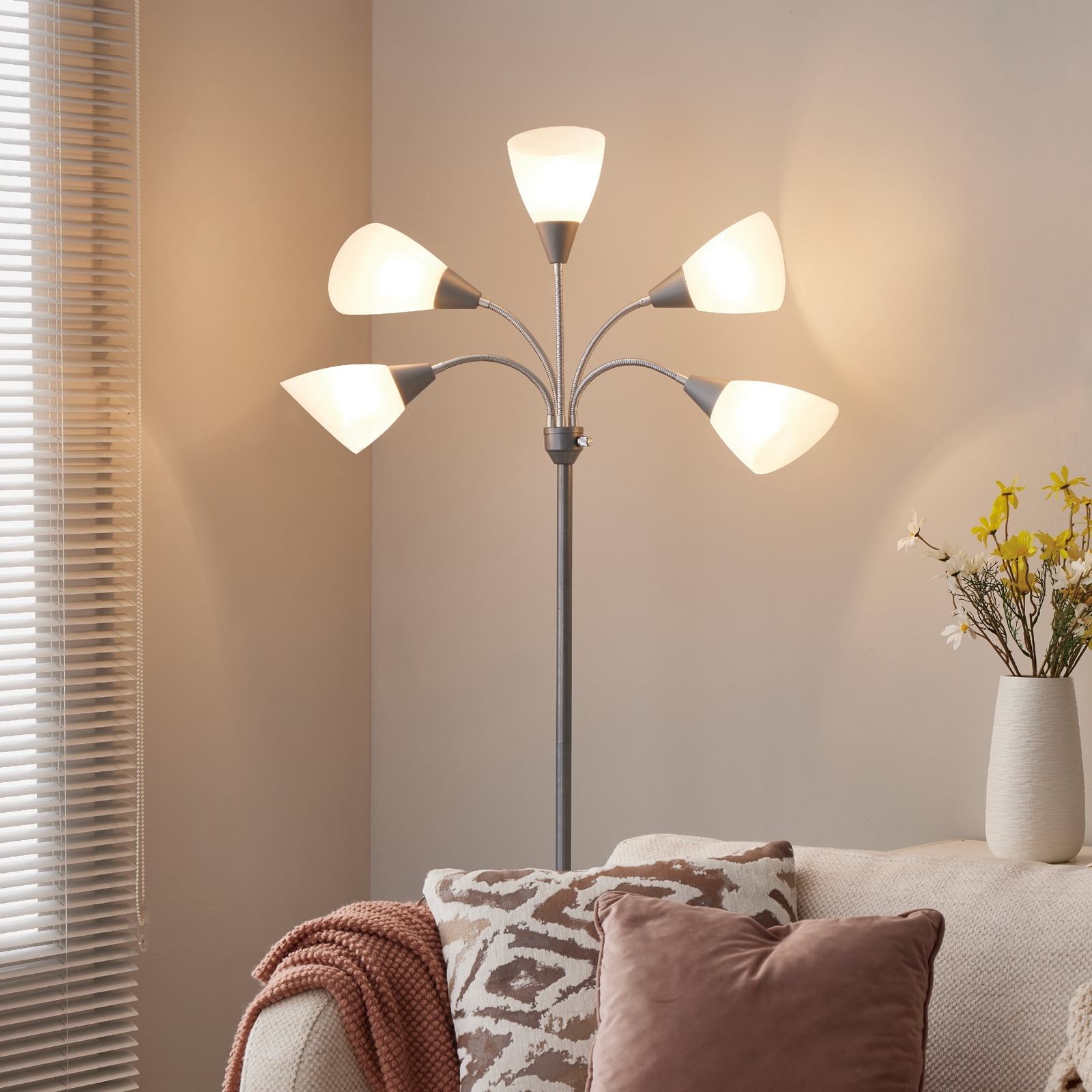 HonoDing 5-Light  Floor Lamp  Adjustable Arms,  68"Sliver Floor Lamp,No Bulb