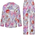 thumbnail image 6 of Top-kevin Pajama Sets for Womens Purple White Checker Loose Button Down Long Sleeve Shirts And Pants Set, 6 of 6