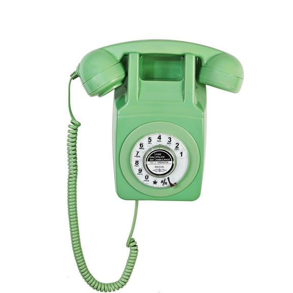 Retro Landline Telephone, Classic Corded Wall Phone, Vintage Old Fashion Wall Mount Rotary Dial Phone with Redial Function for Home Office Hotel School