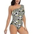 thumbnail image 3 of Pofeuu Panda With Crown And Stars Print Women's One Piece Swimsuits One Shoulder Swimwear Asymmetric Ruffle Monokinis Bathing Suits-Large, 3 of 6