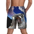 thumbnail image 3 of Kdxio Astronaut In Outer Space Print Men'S Swim Trunks With Compression Liner 7 Inch Inseam Quick Dry Swim Shorts, 3 of 7