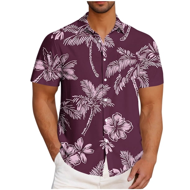 Blusa y camisa de manga corta con cuello vuelto para hombre, informal, a la moda, con estampado de bolsillo y botones, de poliéster.