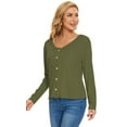 thumbnail image 4 of Women's Lightweight Cardigan Sweater Long Sleeve Crewneck Button Down Knit Cardigan(Green 2XL), 4 of 6