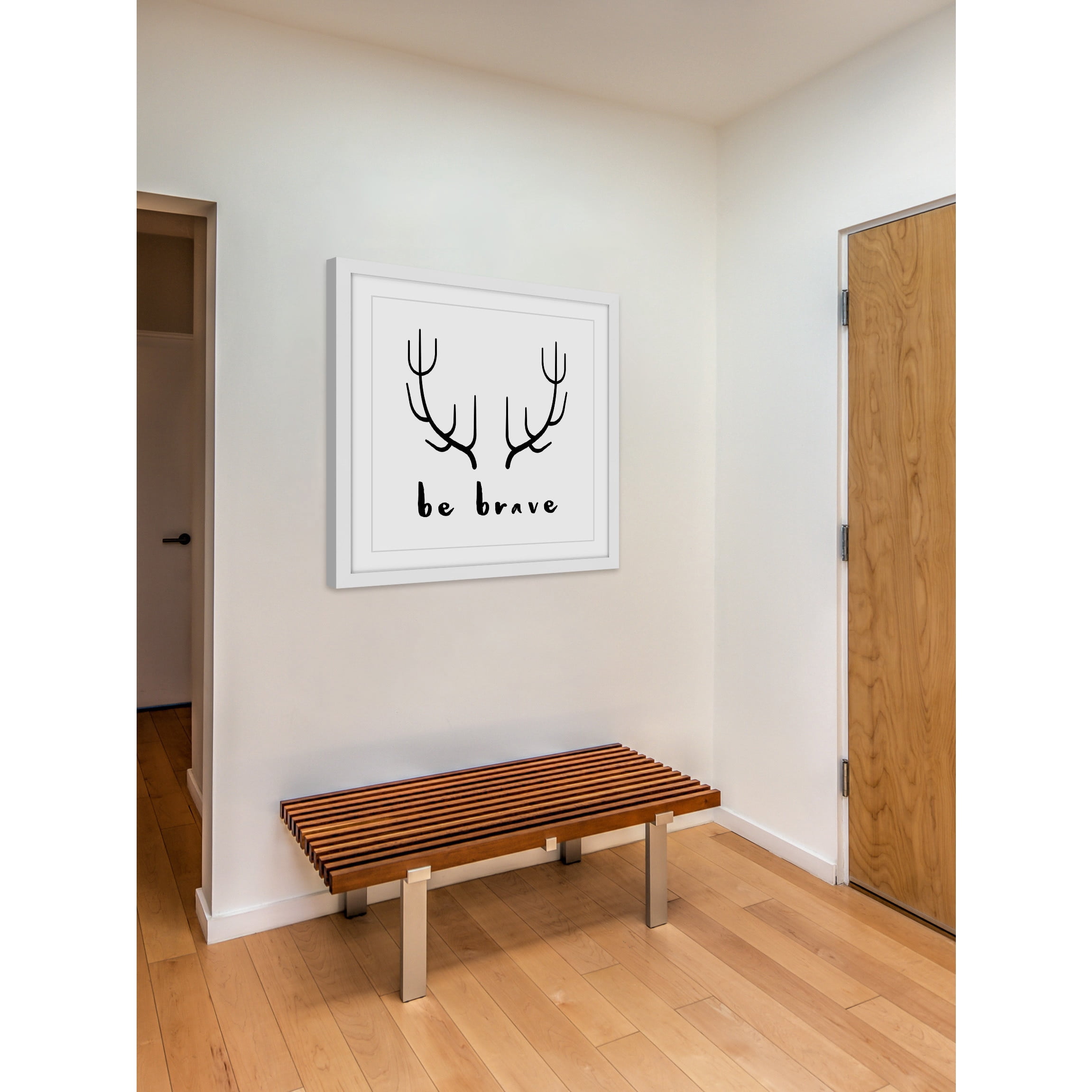 MARMONT HILL  - 'Brave Antlers' by Diana Alcala Framed Painting Print - Multi-Color 12 x 12