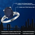thumbnail image 2 of Gem Stone King 900 Platinum Blue Sapphire Solitaire Engagement Ring for Women | 4.50 Cttw | Oval 11X9MM | Gemstone September Birthstone | Size 6, 2 of 6