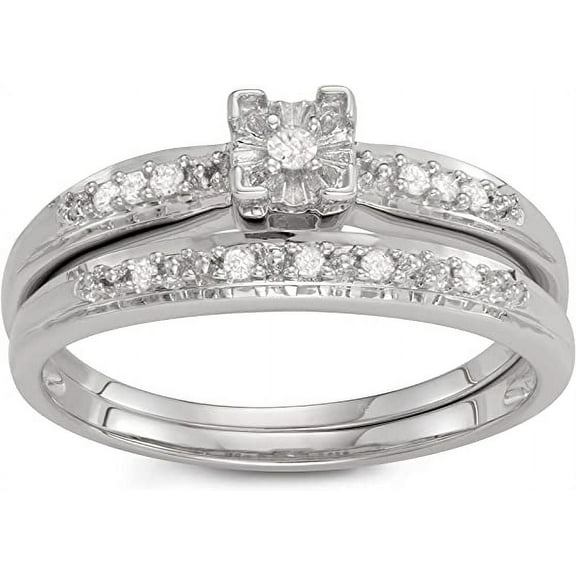 MyDiamondBox 1/10 Carat Total Weight (cttw) Sterling Silver, White Diamond, Bridal Promise Ring - Wedding ring for Women (Size: 10)