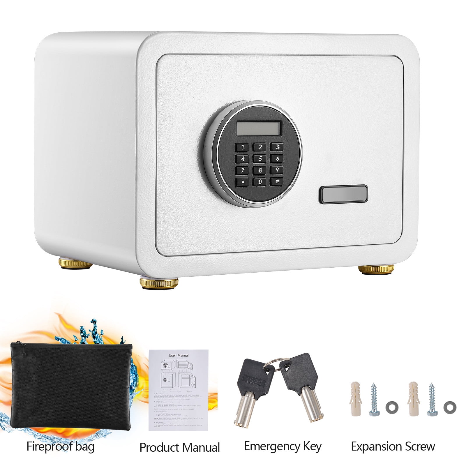 SRWTRCHRY 0.7 Cu. ft. Safe Box, Keys & Digital Keypad Lock, Home Safe for Money, Wall Mountable, Black A9045