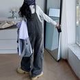 thumbnail image 5 of Coerni Girls Denim Overalls Y2k Kids Wide Leg Jeans Jumpsuit Bib Overall Pockets Tween Straight Hip Hop Coverall Girls Romper, 5 of 9