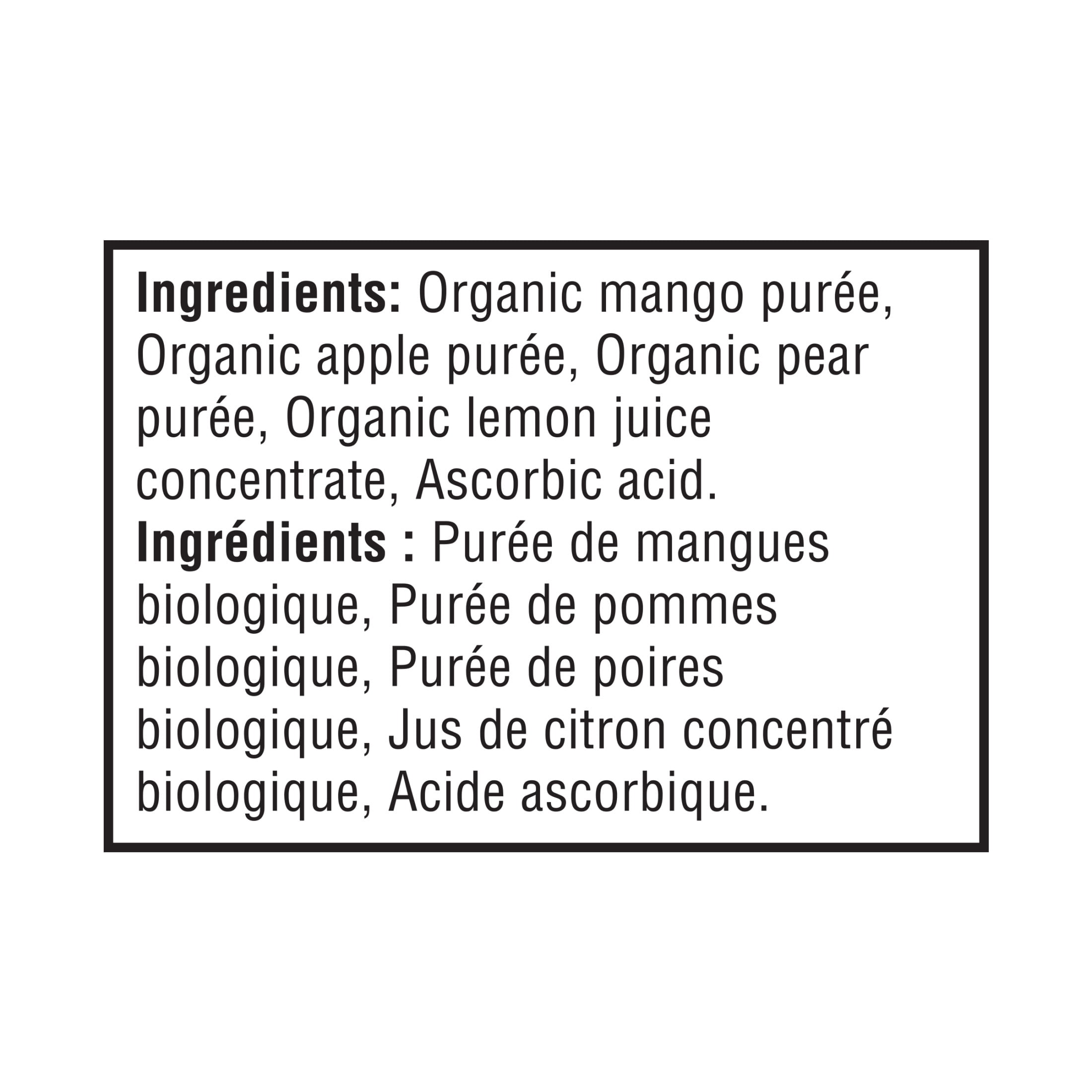 GERBER Organic Purée, Mango Apple Pear, Baby Food, 128 mL