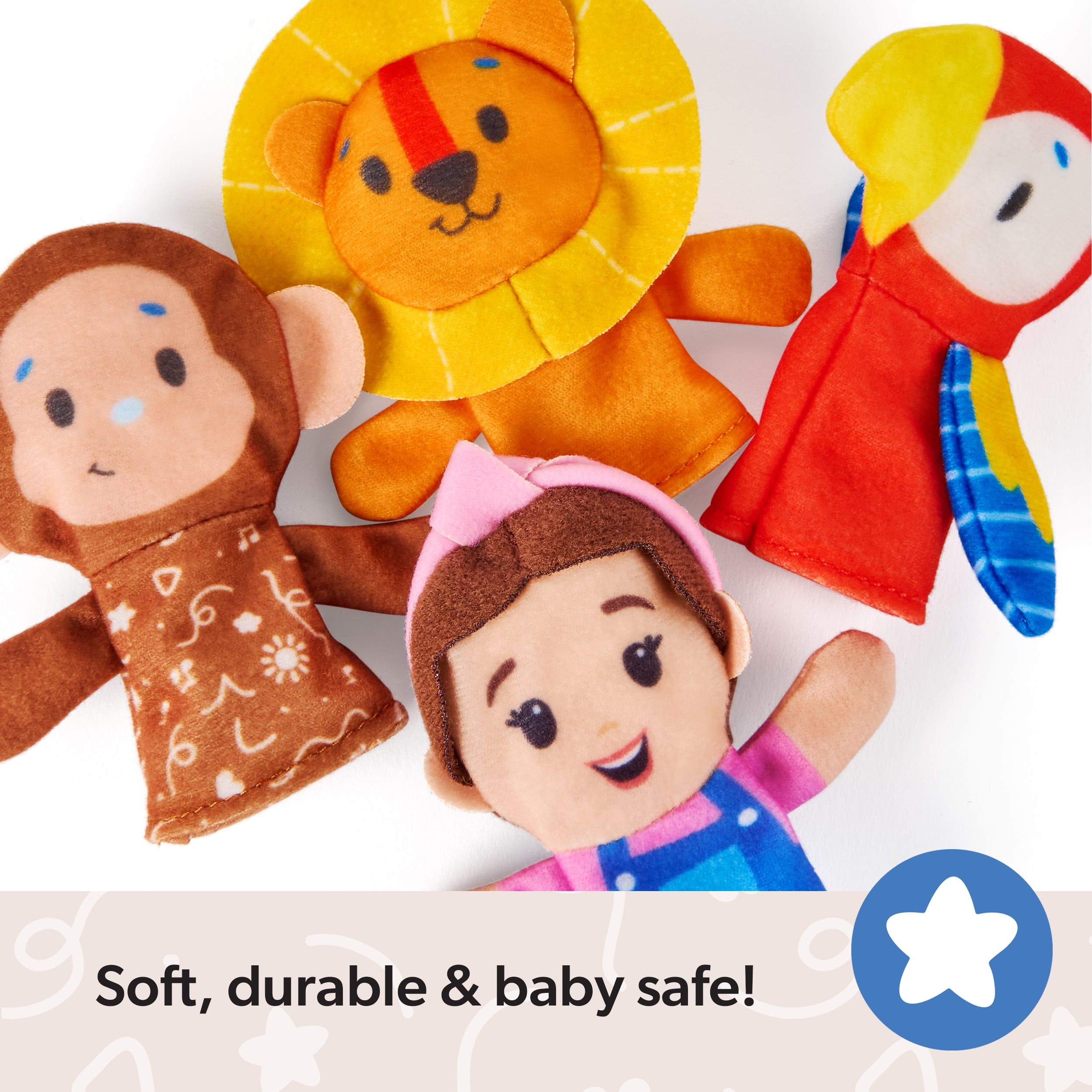 Ms. Rachel Finger Puppets Zoo Friends 4-Pack, for Kids Ages 6 Months and up