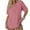 Pink, variant on LADIGASU Women's Solid Color Loose Buttons Casual Short Sleeve Pullover Shirts Blouses Tops