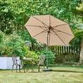 thumbnail image 4 of Bestco 9 ft Wide Patio Umbrella with Crank Handle, Adjustable Angle and 8'6" Steel Pole, Beige, 4 of 12