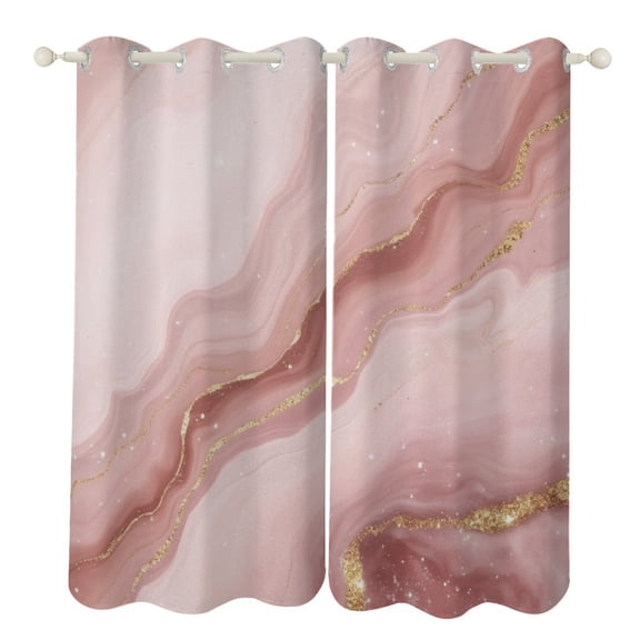 Pink Marble Gold Glitter Art 2 Panels Curtains for Bedroom Living Room Drapes Kitchen Window Curtain Home Decor