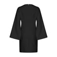 thumbnail image 4 of MIUOWANP Winter Dresses for Women 2024 Petite Women Fashionable Elegant Slit Flared Long Sleeve Solid Color Dress, 4 of 4