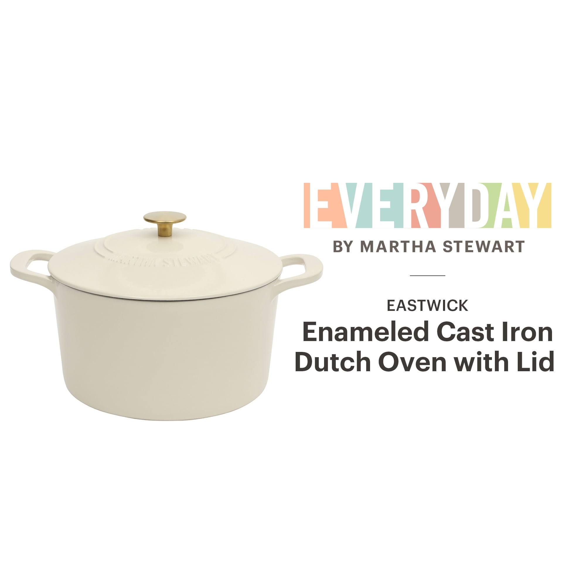 Martha Stewart Everyday Eastwick 7 Quart Enamel on Cast Iron Dutch Oven Linen