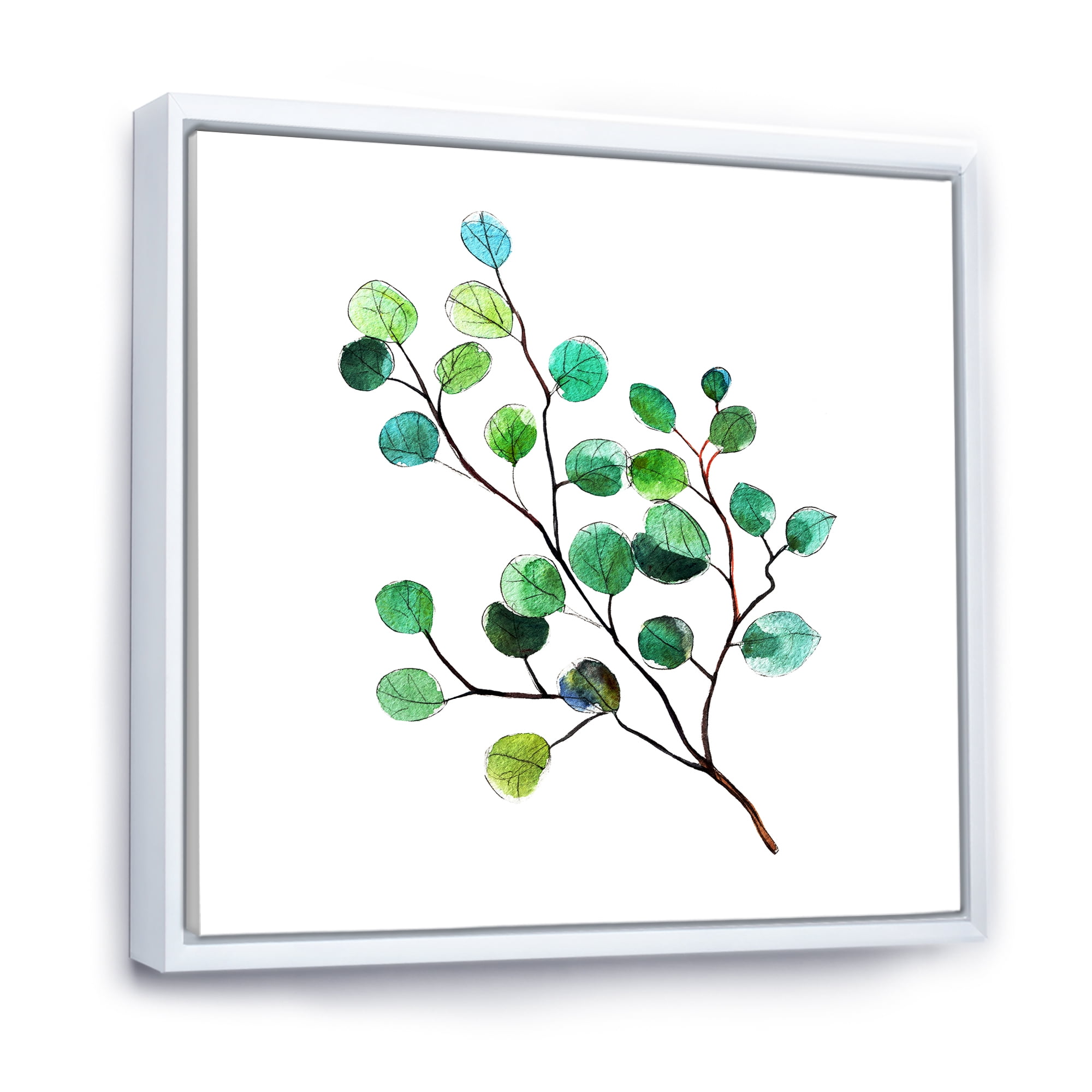 Designart 'Young Eucalyptus Branches and Leaves IV' Traditional Framed Canvas Wall Art Print