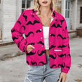 thumbnail image 3 of Jackets for Women Winter Coat Jackets Flannel Stand Collar Jacket(Black Mustache Pattern on Pink Background,Size:S-4XL), 3 of 7
