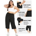 thumbnail image 3 of CASSIE LIZ Womens Capris Plus Size 5X Dark Gray Knit Yoga Capri Pants Summer Casual Elastic Waist Lounge Capris Drawstring Workout Activewear Pants Spring Loose Fit Sweatpants with Pocket 5XL 26W 28W, 3 of 5