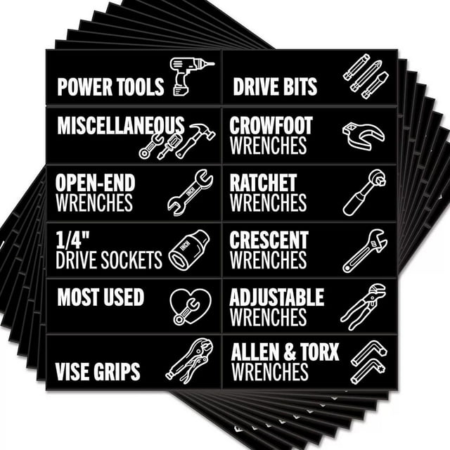 80pcs Toolbox Organization Magnetic Labels, Tool Chest Organizer Labels Magnetic Tool Drawer Stickers, Strong Magnets with Icons for Steel Tools Chest Drawer Organization & Decoration