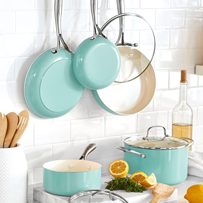 Beautiful 12pc Ceramic Non-Stick Cookware Set WhiteIcing Dishwasher Safe  Durable
