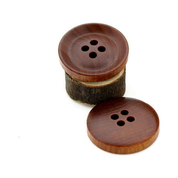 PAMINGONO 10Pcs Round Sewing Buttons Craft Supplies for Artists Light Brown Wood