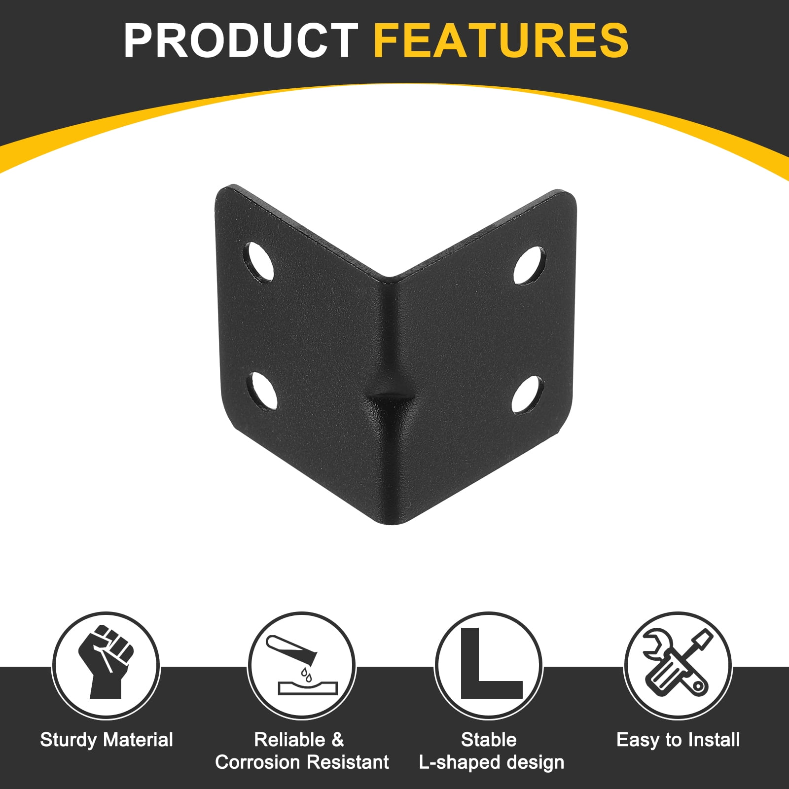 16Pcs L-Shaped Brackets Corner Brace, 1.18"x1.18"x1.5" Corner Bracket Shelf Bracket Right Angle Brackets for Wood Shelves Furniture (30x30x38mm, Black)