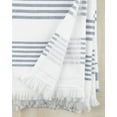thumbnail image 4 of Sticky Toffee Bath Towel Turkish Towel 100% Cotton, White Towel, Soft Absorbent Terry Backing, 65 in x 35 in, Navy, 4 of 8