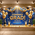 thumbnail image 6 of Green & Gold Congrats Grad Banner Graduation Cap Design Grad Party Backdrop Balloon Decor Glitter Accent for Graduation Party College Graduation Indoor Celebration, 6 of 9