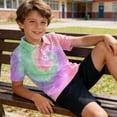 thumbnail image 2 of longantii Boys Polo Shirt Short Sleeve Button Closure Collared Golf Tops Casual School Uniform Shirt Tie Dye Cozy Comfort Kids Summer T-Shirt Purple 11-12 Years, 2 of 6