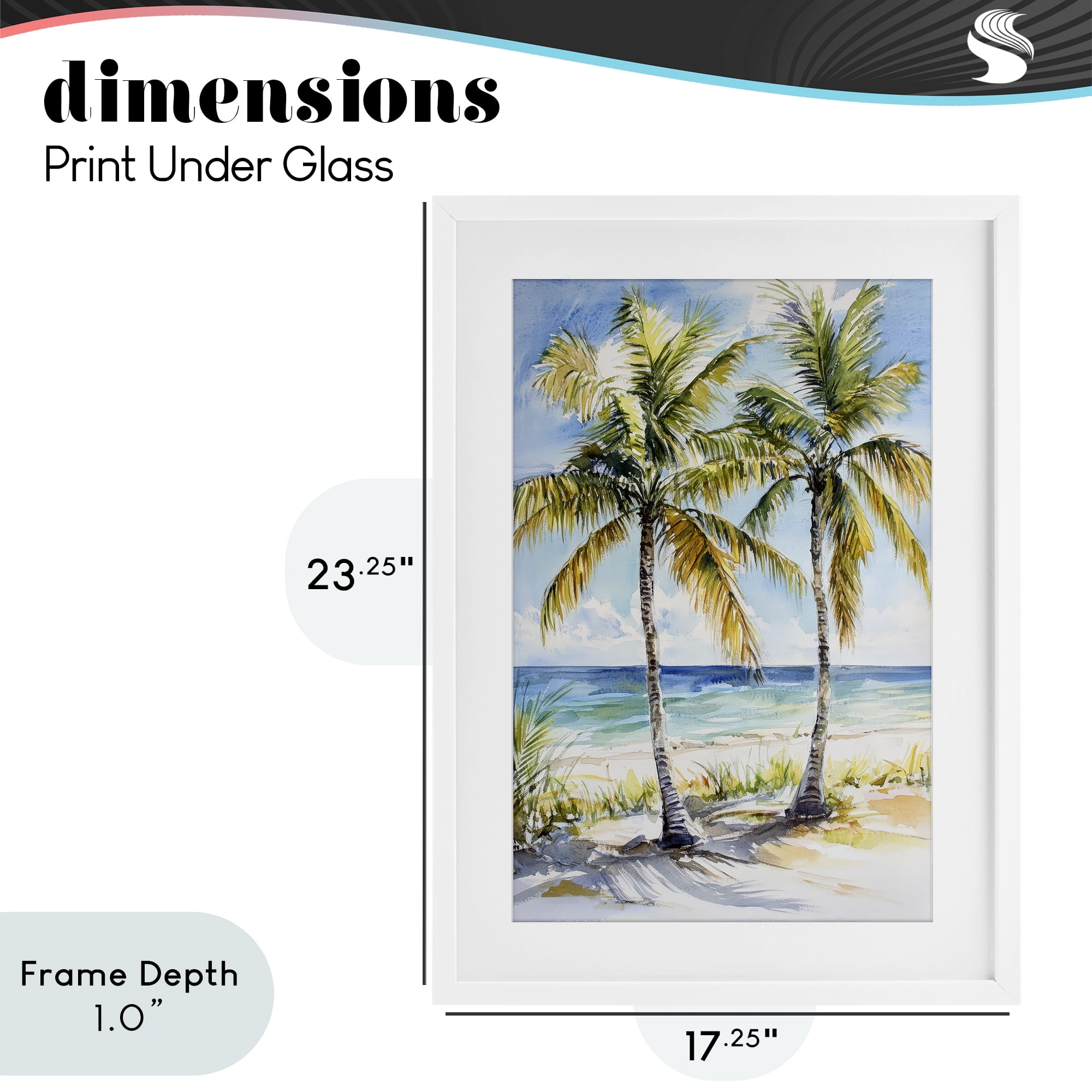 Stupell Industries Sandy Palms Duo Ocean View White Framed Print Under Glass, design by Petal Prints Design