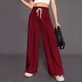 thumbnail image 2 of LLYwey Women's Travel Pants Ladies Fashion Trousers Full Pants Casual Straight Solid Color Loose Casual Wide Leg Pants New Full Length Pants Regular Fitted Red XXL, 2 of 4