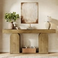 thumbnail image 3 of Finmind Farmhouse Wood Console Table, 70.9-Inch Entryway Accent Table with U-Shaped Base, 3 of 7