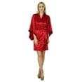 thumbnail image 4 of Bimba Women Kimono Sleeve Short Satin Robe Ready Bride Bridesmaid Robe Coverup, 4 of 6
