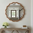 thumbnail image 5 of Jopath 30 Inch Wavy Round Solid Wood Frame Decorative Mirror, for Bedroom, Bathroom, Living Room, Entryway Yellowish Brown, 5 of 8