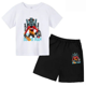 thumbnail image 3 of Conjunto de camiseta y pantalones cortos de manga corta para niño y niña, traje informal de moda para niño, 2 piezas, con estampado de baño Skibidi, 3 of 5