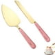 thumbnail image 1 of Set de Pala y Cuchillo de Acero Inoxidable Metálico Rosa para Bodas y Tartas, 1 of 7