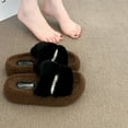 thumbnail image 2 of Xucatan Women's Fuzzy Fluffy Furry Fur Slippers Flip Flop Open Toe Cozy House Memory Foam Sandals Slides Soft Flat Comfy Anti-Slip Spa Indoor Outdoor Slip on Gift, 2 of 8