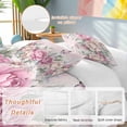 thumbnail image 2 of 3 Piece Watercolor Pink Floral Duvet Cover Set Twin Size,Microfiber Comforter/Quilt Cover with Corner Ties and 2 Pillowcases,Spring Romantic Roses Butterfly All Season Bedding with Zipper Closure, 2 of 8
