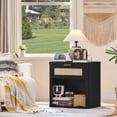 thumbnail image 5 of Leyaoyao Nightstand with Charging Station, Farmhouse Bedside Tables Night Stands with Drawer, Boho Side Tables for Bedroom, Living Room, Black, 5 of 10