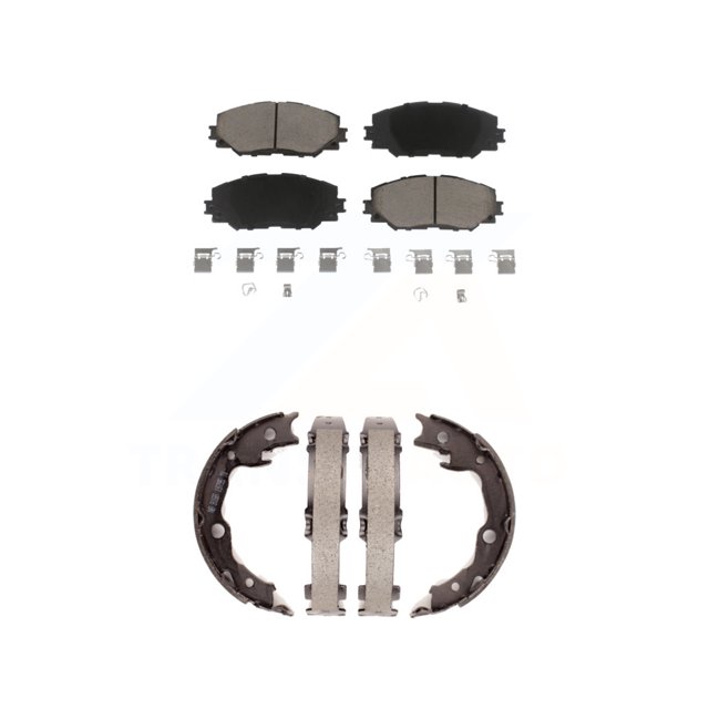 Front Ceramic Brake Pads And Rear Parking Shoes Kit For Toyota RAV4 Matrix Pontiac Vibe Lexus HS250h KCN-100590