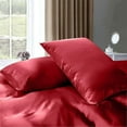 thumbnail image 4 of Cloud Fino 100% Pure Silk Satin Duvet with Fitted Sheet Set 4pcs, Silk Satin Fitted Sheet 15'' Deep Pocket,Silk Satin Duvet Cover,Silk Satin Pillowcases Set !!!(Short Queen Burgundy), 4 of 6