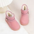 thumbnail image 2 of Tao Tao Kids Girls Snow Boots Warm Fur Lined Outdoor Lightweight Comfy Winter Shoes Soft Sole Anti-Slip Thick Soft Sole Anti-Slip Boots Pink 29, 2 of 5