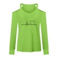 thumbnail image 4 of Blouse Femme Mode Col en V Manches Longues Automne Imprimé Électrocardiogramme Épaule Dénudée Ample, 4 of 5