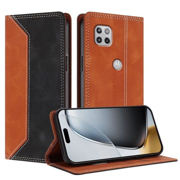 Funda FOXDOCK para Motorola Moto One 5G Ace de Cuero Premium Bicolor con Ranuras RFID, Carcasa Tipo Billetera Antigolpes y Soporte Plegable