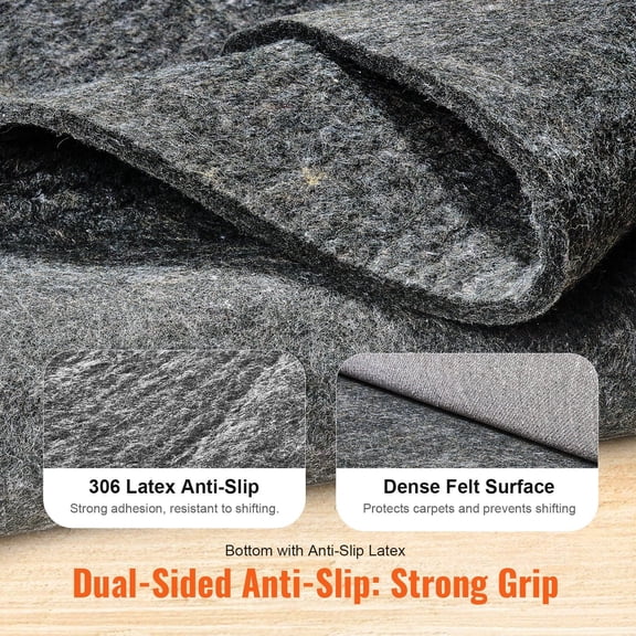 Heavy Duty Rug Pad 9 Feet x 12 Feet, Non Slip Floor Protector for All Surfaces, 0.47 Inch Thick Carpet Gripper Pad