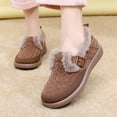 thumbnail image 2 of Winter Plush Cotton Casual Shoes for Women Comfortable Slip On Fleece Lined Loafers Platform Non Slip Dress Walking Shoes Brown Size 9.5, 2 of 9