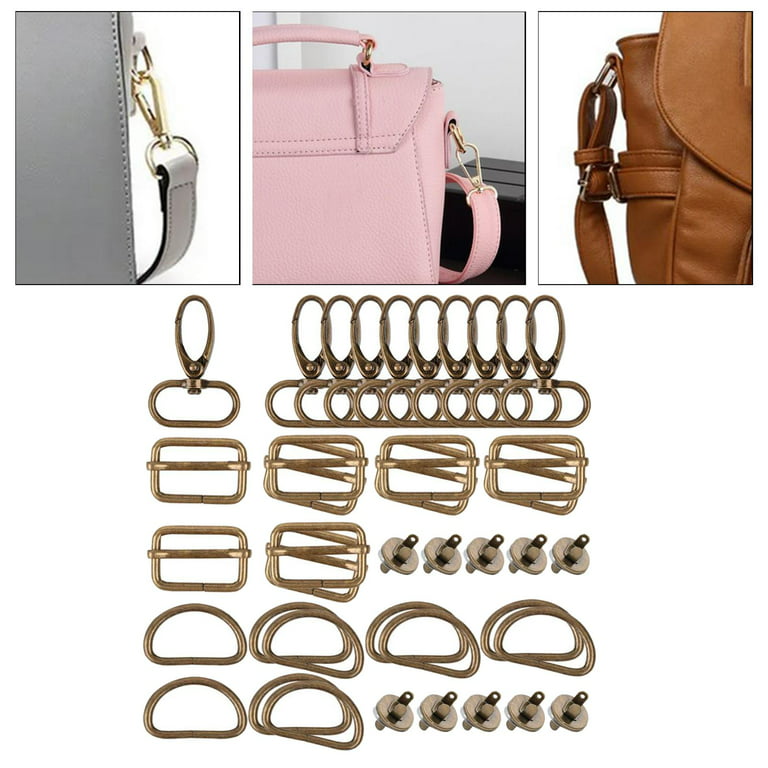 Metal Purse Hardware Set Swivel Clasp D Buckle Snap Hooks Clips Key Wallet  Handbag Bag Making Bracelet Necklace Jewelry Findings Webbing Golden 40  Pieces Set 